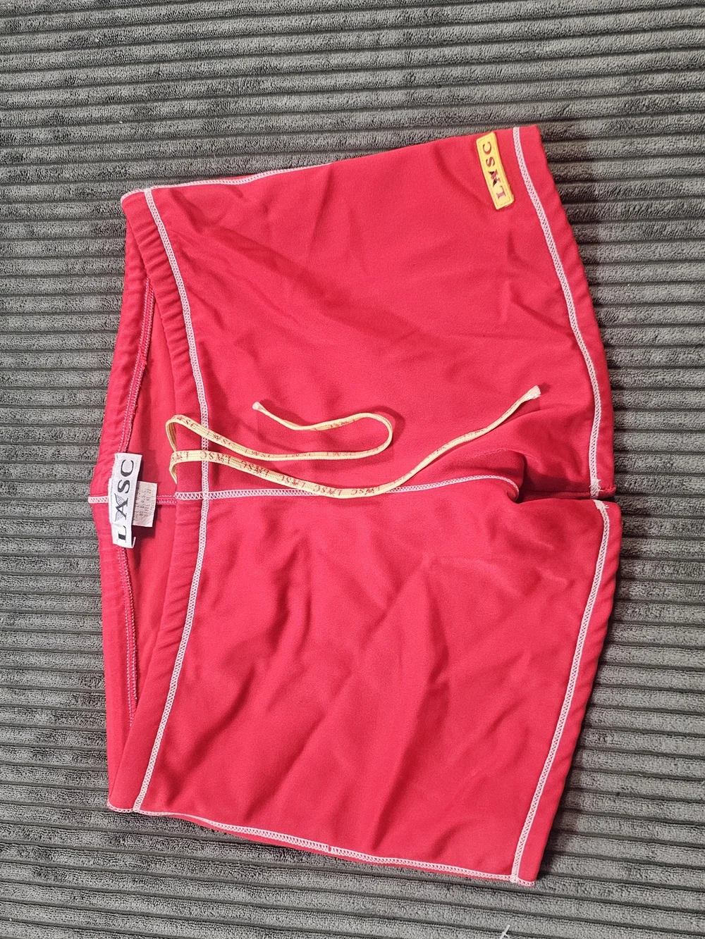LASC Mens Swim Trunks Lot of 2 Square Cut Briefs Red Grey S  Excellent Pre-Owned